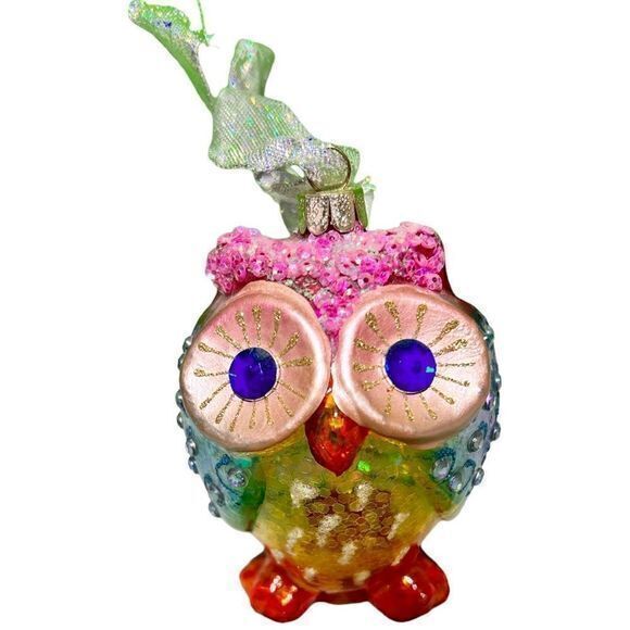 Kurt Adler Bright Colorful Owl Christmas‎ Ornament - Picture 1 of 7